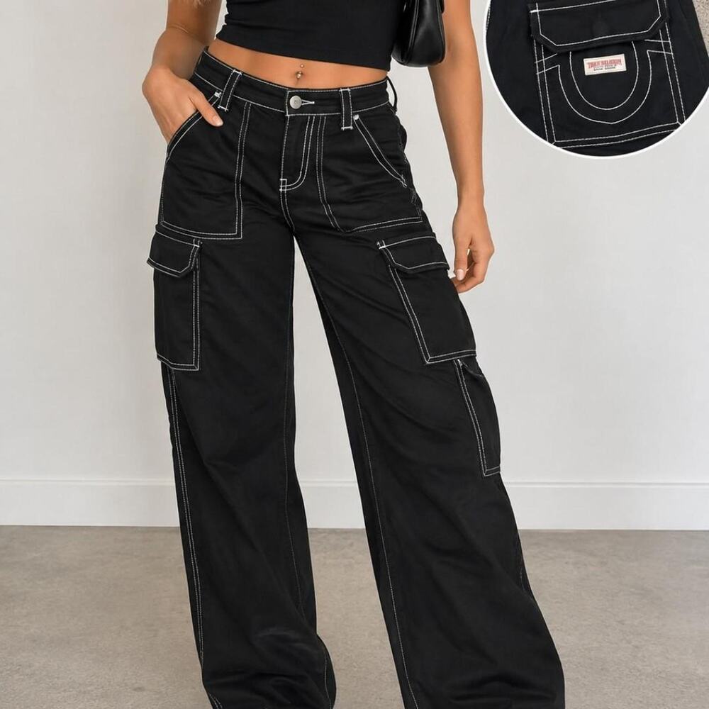 True religion black cargo pants